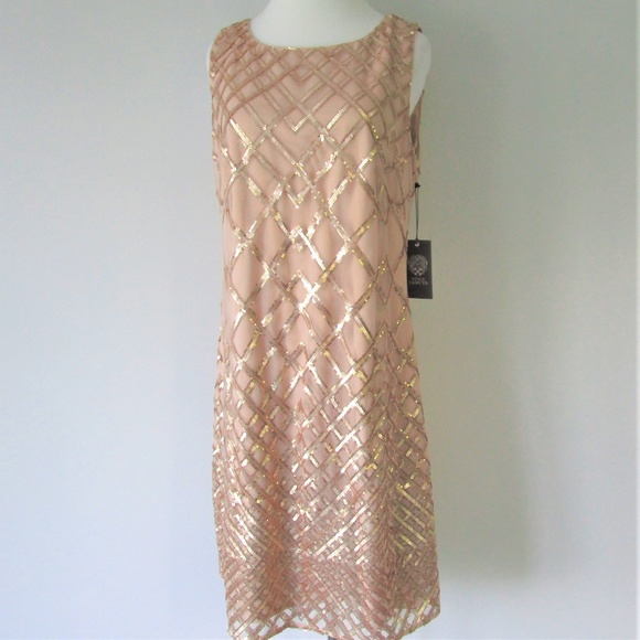 Vince Camuto Dresses & Skirts - NWT Vince Camuto Gold Sequin Satin Formal Dress